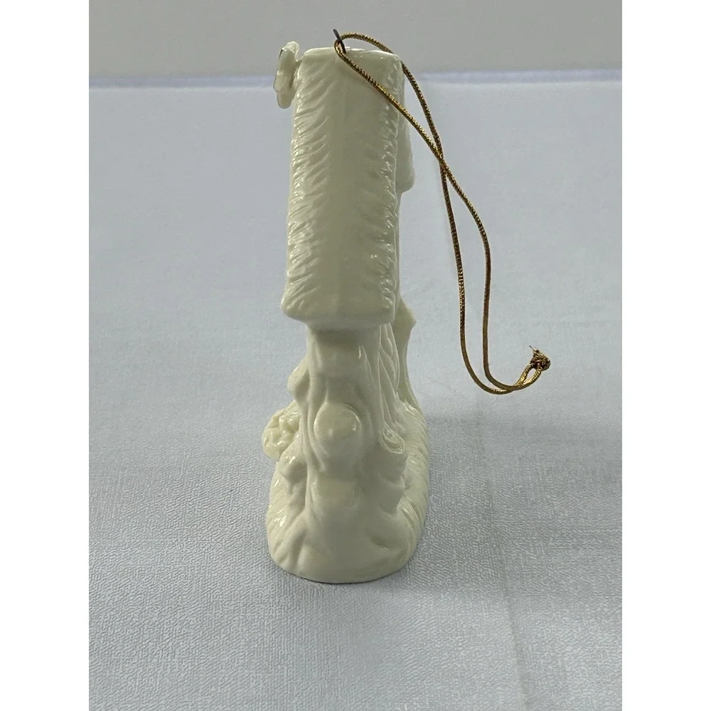 Ceramic Nativity Ornament Holy Family Manger Ivory Gold Christmas 4.5
